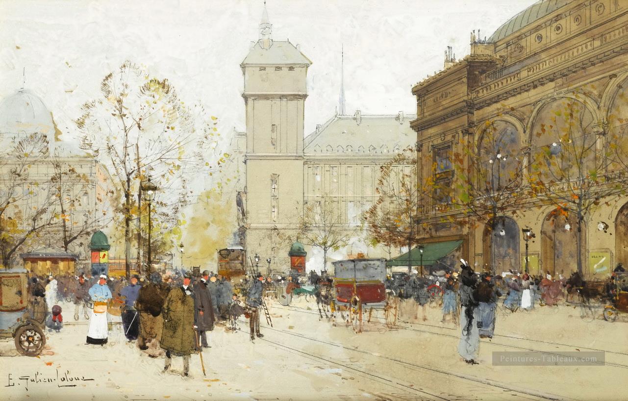 Place du Chatalet Eugène Galien Parisien Peintures à l'huile